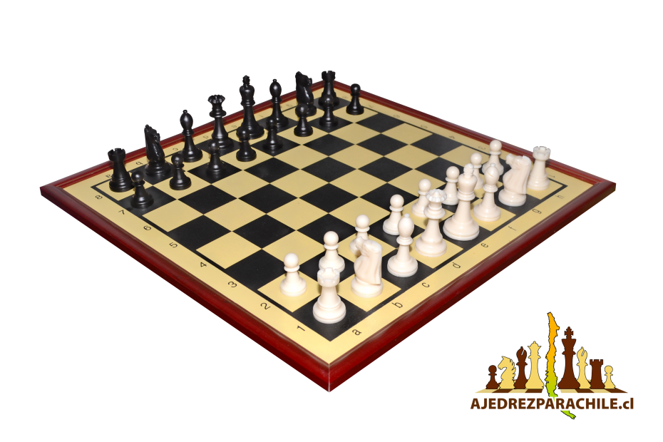 Juego de ajedrez completo con tablero rígido enmarcado burdeo