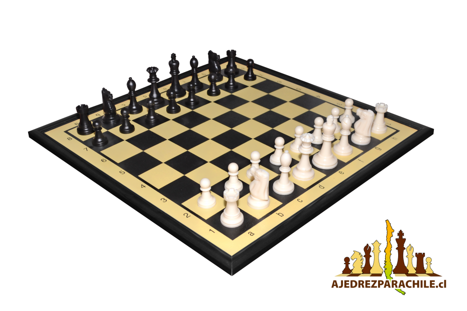 Juego de ajedrez completo con tablero rígido enmarcado negro